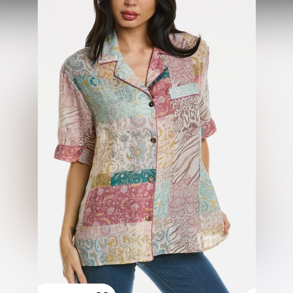 Johnny Was Marseilles Garden Resort Linen Shirt
